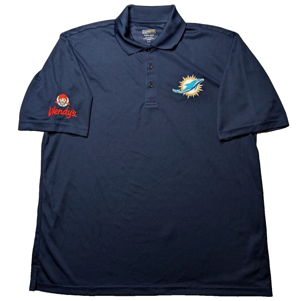 MIAMI DOLPHINS x‎ WENDY'S BURGERS Men XL Blue Core365 Polo Shirt